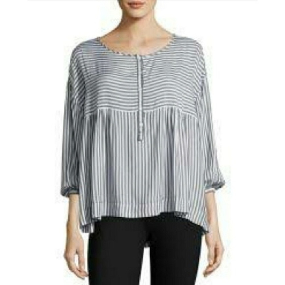 Striped 3/4 sleeve oversized shirt